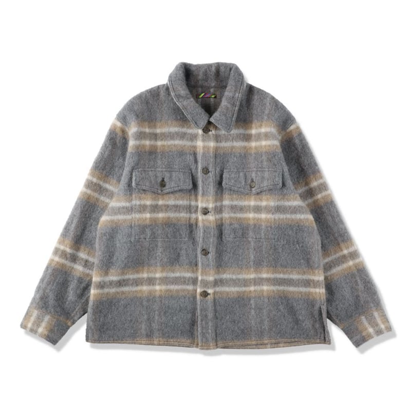 is-ness MOHAIR SHIRT JACKET イズネス ジャケット is-ness MOHAIR SHIRT JACKET | MAROON