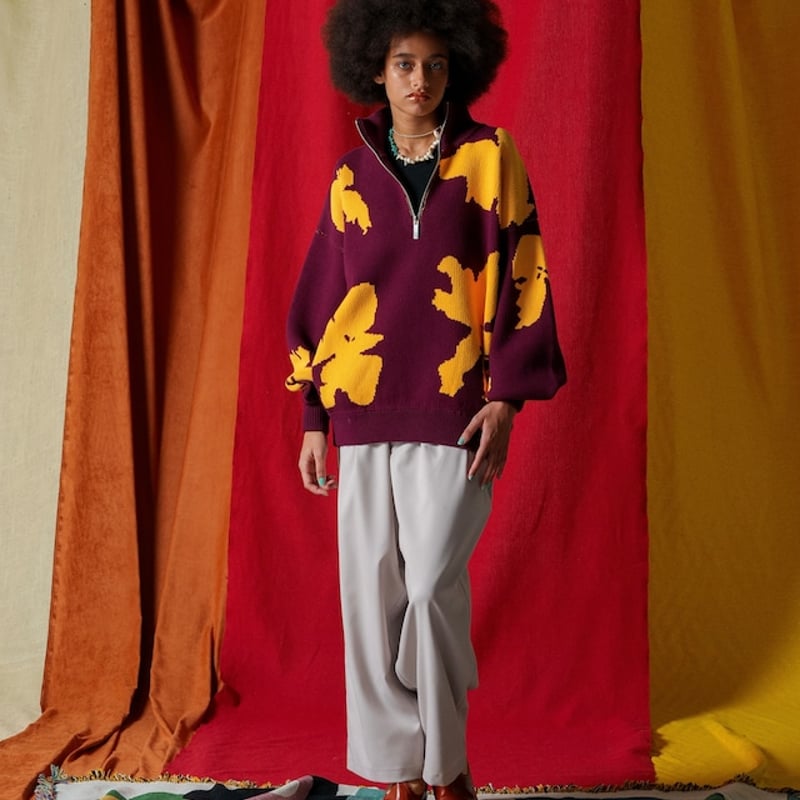 トップス AMBERGLEAM Bicolor Half Zip Sweater AMBERGLEAM - Bicolor Half Zip Sweater ¥36000+tax | KODONA in