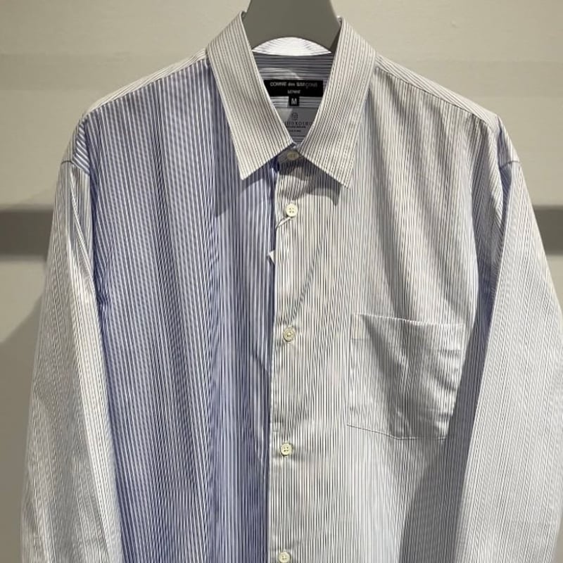 COMME des GARCONS HOMME 綿ストライプ 切換えシャツ | MAROON