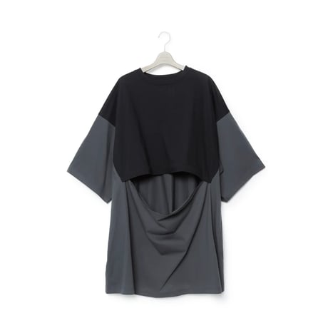 FUMITO GANRYU 2Way Mantle Tee - Black X Chacoal