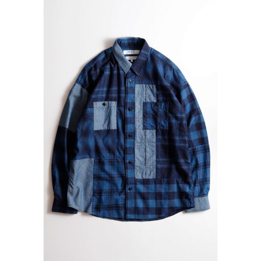 FDMTL PATCHWORK SHIRT RINSE PLAID | MAROON