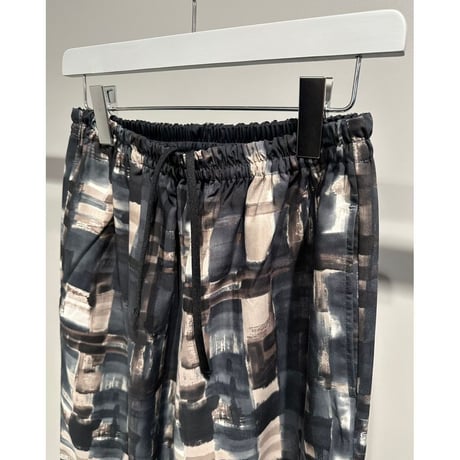 【MADE IN JAPAN】LINEAGE ABSTRACT CHECK EASY PANTS（BLACK）