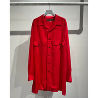 Y's for men CELLULOSE LAWN PANEL OPEN COLLAR SHIRT（RED）