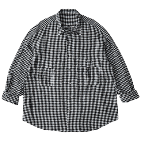 PORTER CLASSIC ROLL UP LINEN GINGHAM CHECK SHIRT