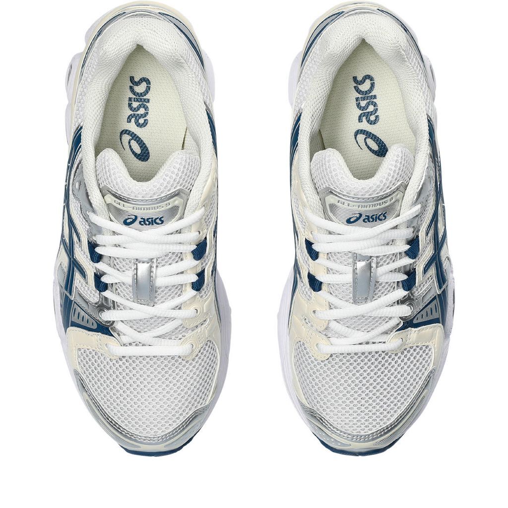 青白エルボロム ASICS GEL-NIMBUS 9（White/Light Indigo） | MAROON