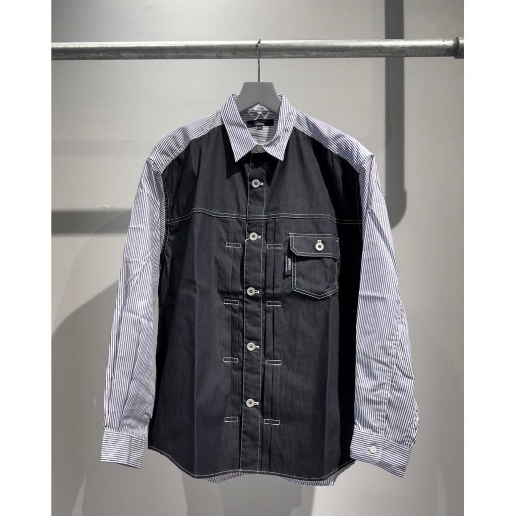 comme des garcons ストライプコーデュロイデニム COMME des GARCONS HOMME 綿ストライプ×綿デニム 切換えシャツ