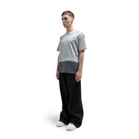 FUMITO GANRYU Red Label  Mantle Tee B - Heather Gr X Dark Heather Gr