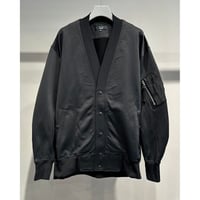 COMME des GARCONS HOMME MA-1 STYLE COTTON NYLON CARDIGAN（BLACK）