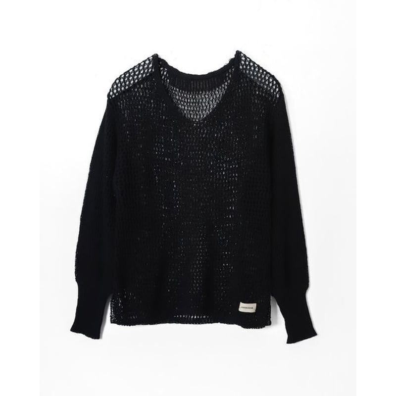 AMBERGLEAM Mesh Knit Cotton V Neck | MAROON