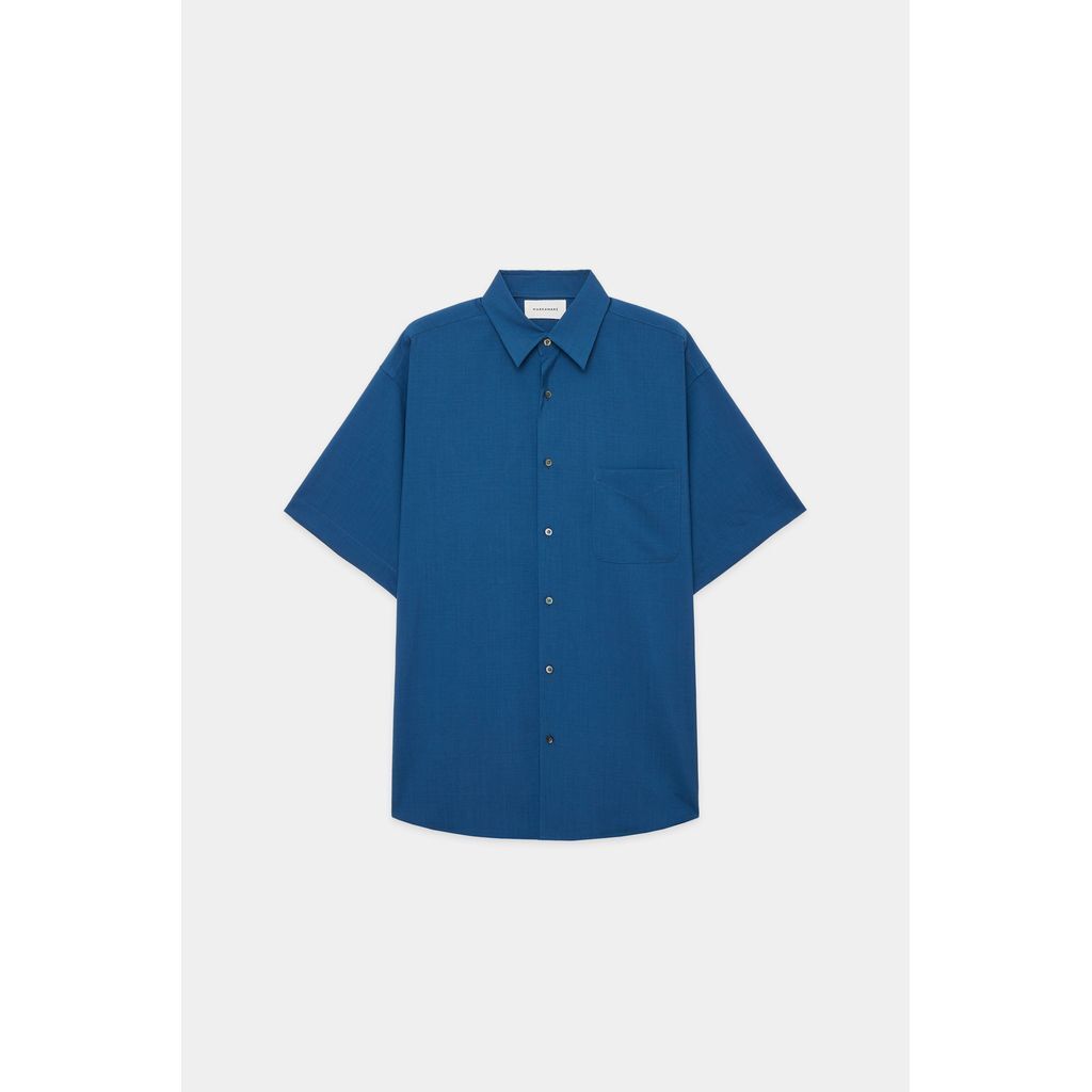 MARKAWARE ORGANIC WOOL 2/80 TROPICAL シャツ ORGANIC WOOL 2/80 TROPICAL COMFORT FIT SHIRT S/S, Black