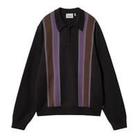 CARHARTT WIP  L/S ARLO POLO - Black / Kendricks Stripe