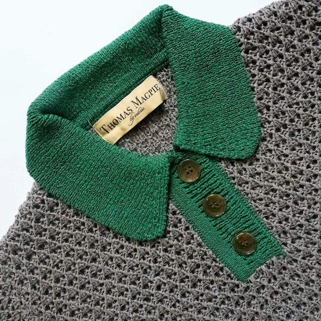 THOMAS MAGPIE collared mesh top トーマス マグパイ シャツ |