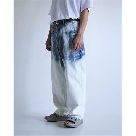 ANACHRONORM  AN286 BLEACH DESIGN 80's WIDE DENIM PANTS INDIGO