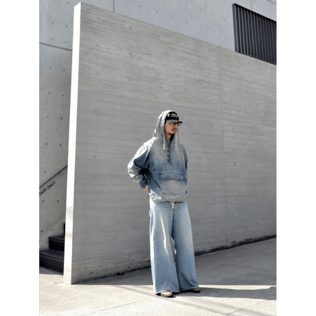 ANACHRONORM  AGING UTILITY DENIM ANORAK PULLOVER INDIGO