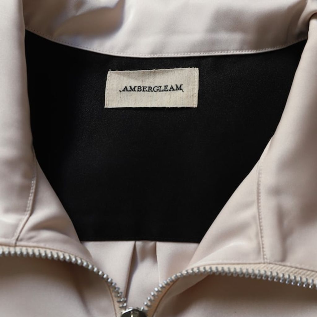 AMBERGLEAM Embroidered Satin Blouson | MAROON