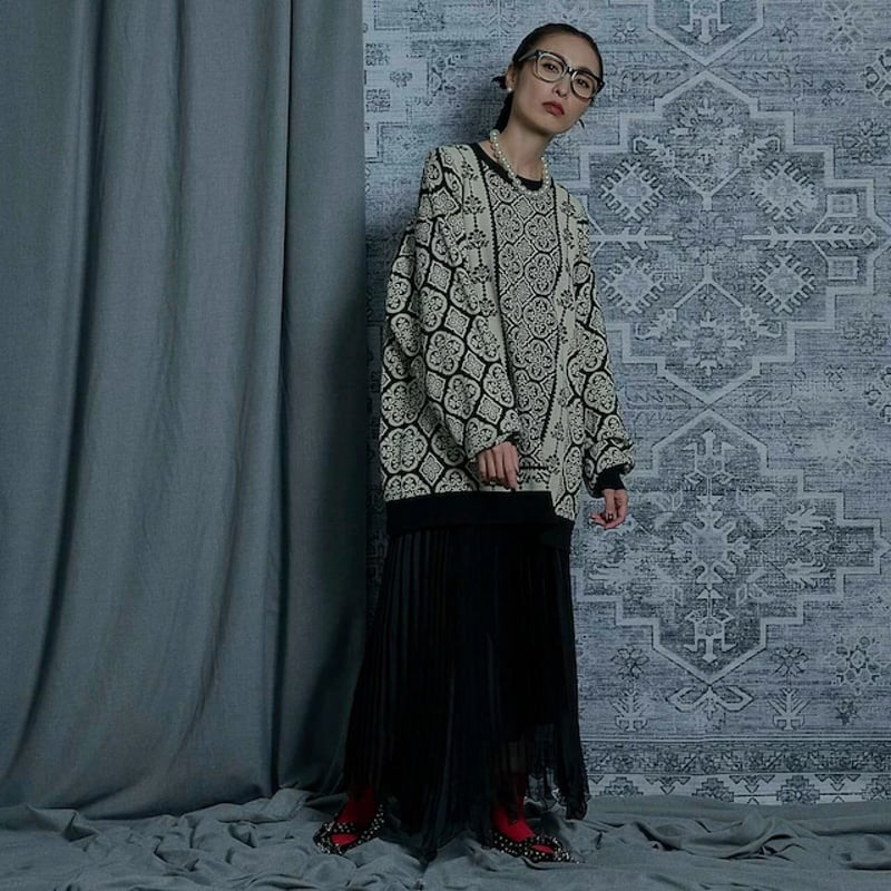 THOMAS MAGPIE damask knit トーマスマグパイ ニット | MAROON THOMAS MAGPIE damask knit トーマスマグパイ ニット | MAROON