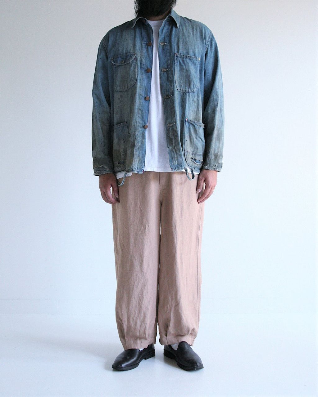 最終価格】anachronorm ダメージ加工カバーオール ANACHRONORM DAMAGED LIGHToz BM DENIM COVERALL |