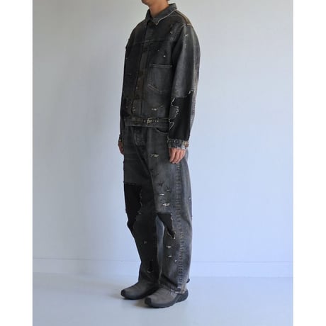 ANACHRONORM FRONT TUCK REMAKED BLACK DENIM JACKET BLACK (REMAKE)