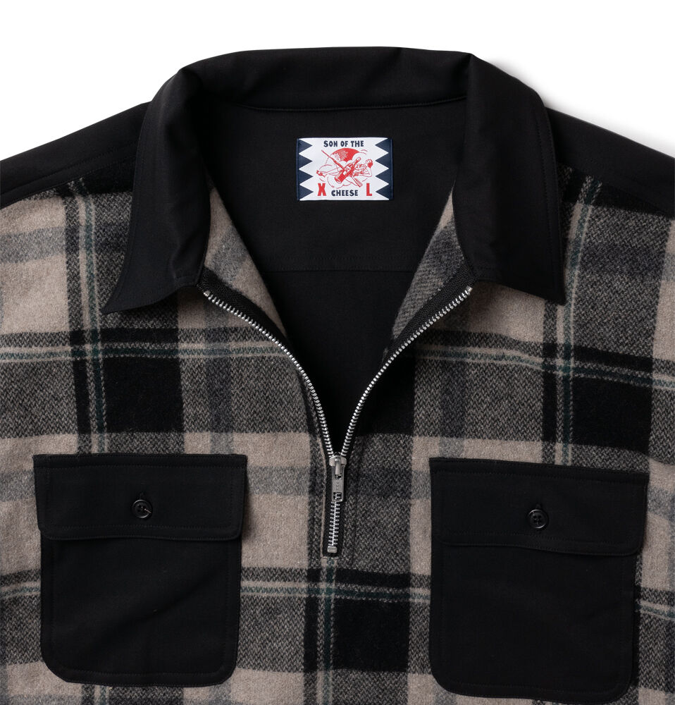 SON OF THE CHEES Half Zip Panel Check Shirt | M SON OF THE CHEES Half Zip Panel Check Shirt | M
