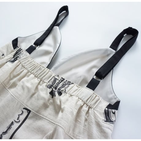 THOMAS MAGPIE C/Linen PRINT サロペット