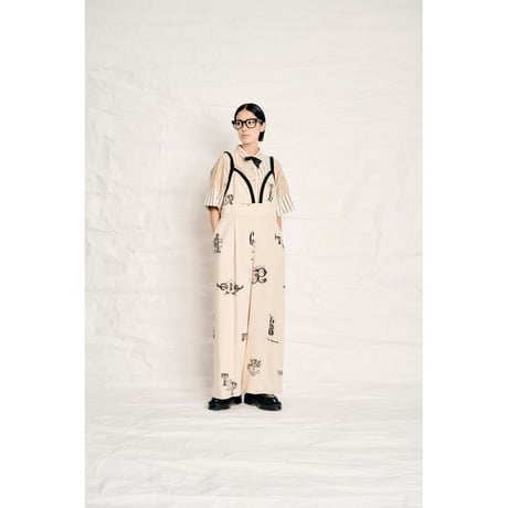 THOMAS MAGPIE C/Linen PRINT サロペット