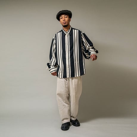 APPLEBUM  WOOLY TWILL STRIPE OVERSIZE L/S SHIRT