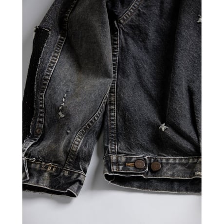 ANACHRONORM FRONT TUCK REMAKED BLACK DENIM JACKET BLACK (REMAKE)