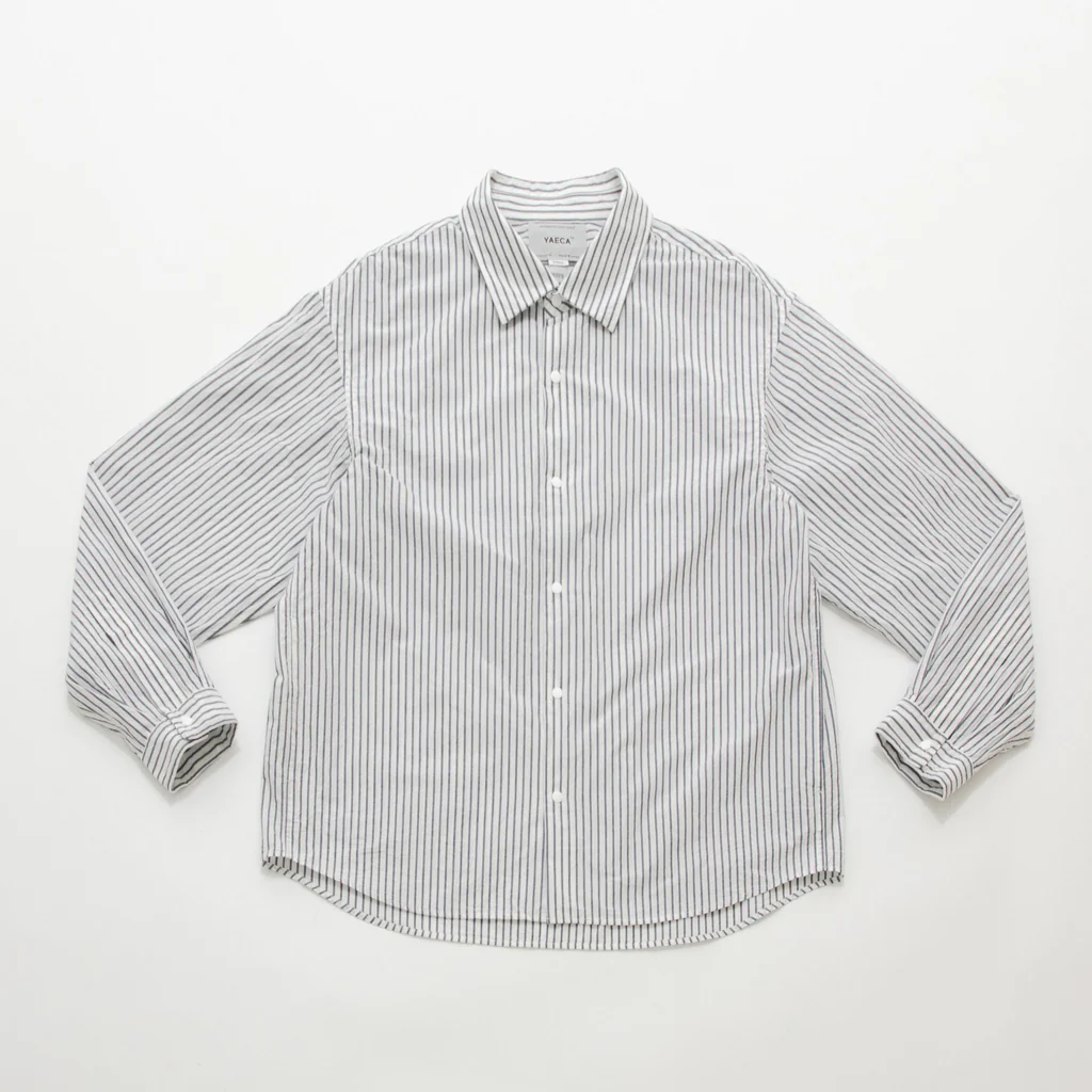 【美品】YAECA コンフォートシャツ　size:M YAECA コンフォートシャツ リラックスロング 半袖 BANKER STRIPE