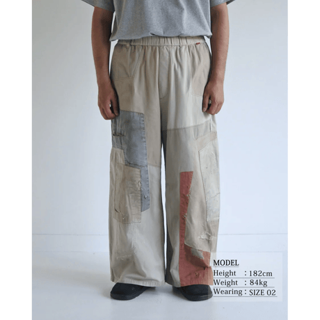 ANACHRONORM REMAKED MIX PANEL WIDE EASY PANTS BEIGE