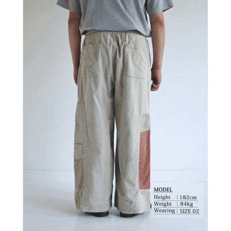 ANACHRONORM REMAKED MIX PANEL WIDE EASY PANTS BEIGE