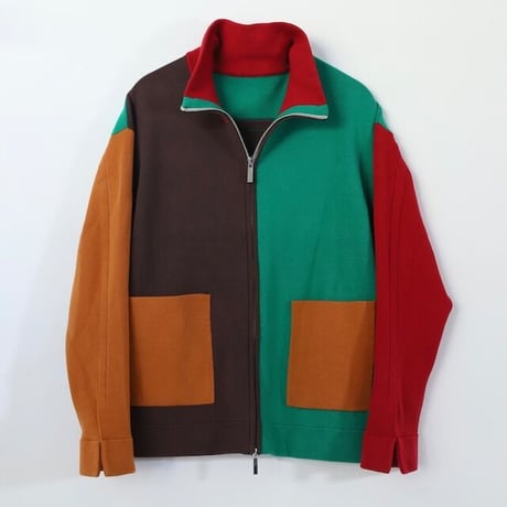 AMBERGLEAM Jacquard Knit Drivers Jacket / BLOCK（LONG）