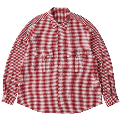 PORTER CLASSIC ROLL UP LINEN GINGHAM CHECK SHIRT