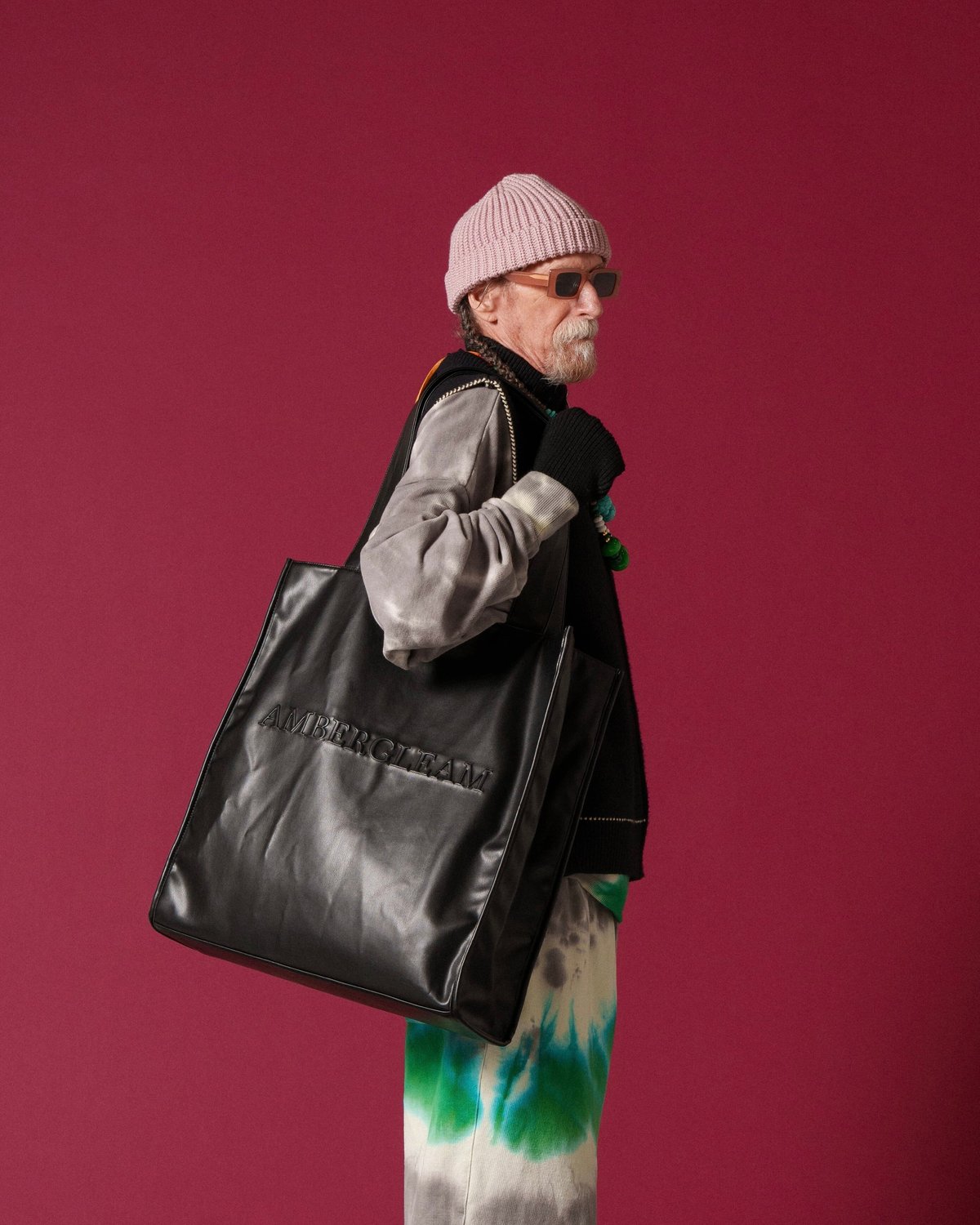 アンバーグリームAMBERGLEAMビッグレザートートバッグ AMBERGLEAM BIG Leather Tote Bag | MAROON