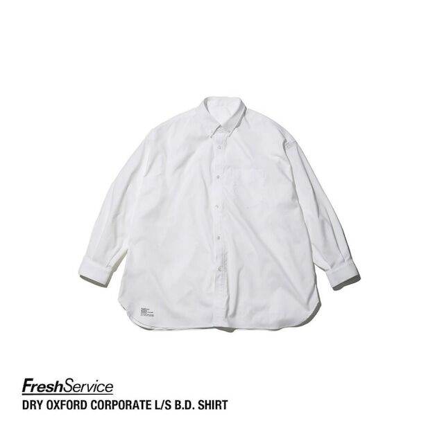 FreshService フレッシュサービス シャツ サイズ:FREE 23SS オーバーサイズ ストレッチ ドライ オックスフォード ボタンダウン シャツ DRY OXFORD CORPORATE L/S B.D. SHIRT ブルー トップス カットソー カジュアルシャツ シンプル 無地 ブランド【メンズ】