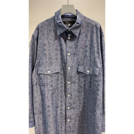 Y's for men DUNGAREE JACQUARD PATTERN SHIRT WITH TUCK COLLAR
