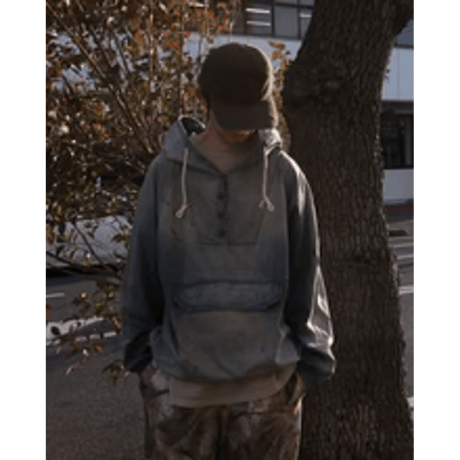 ANACHRONORM  AGING UTILITY DENIM ANORAK PULLOVER INDIGO
