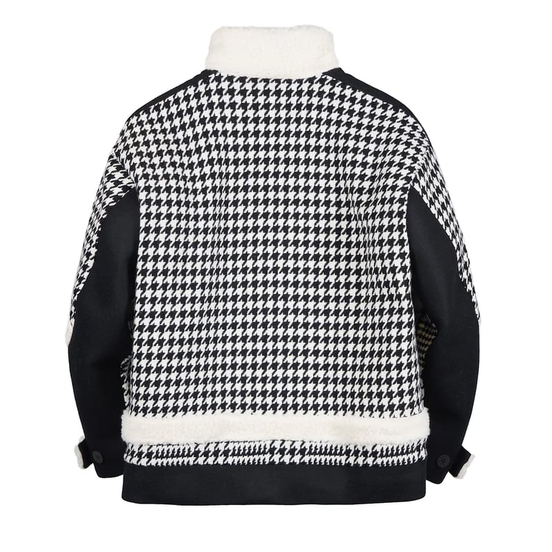 PHENOMENON HOUNDSTOOTH STAND COLLAR JKT | MAROON