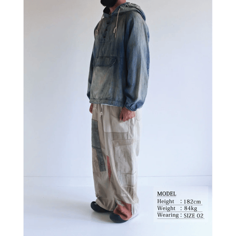 ANACHRONORM  AGING UTILITY DENIM ANORAK PULLOVER INDIGO