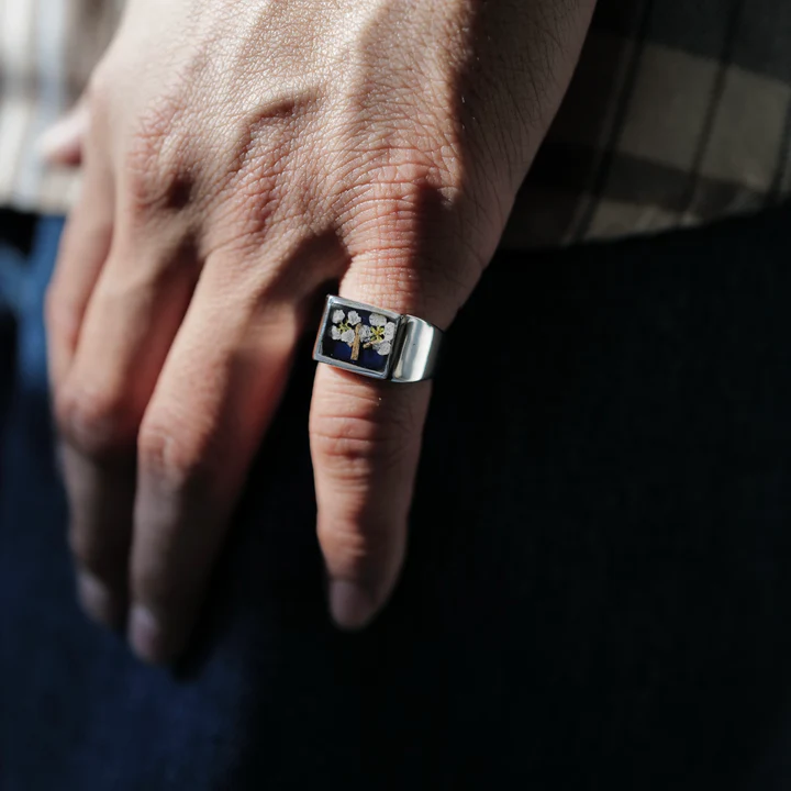 XOLO JEWELRY Signet Ring with Blue Flower | MAR XOLO JEWELRY Signet Ring with Blue Flower | MAR