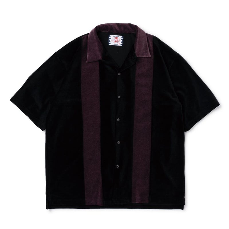 SON OF THE CHEESE Velour Stripe Shirt | MAROON