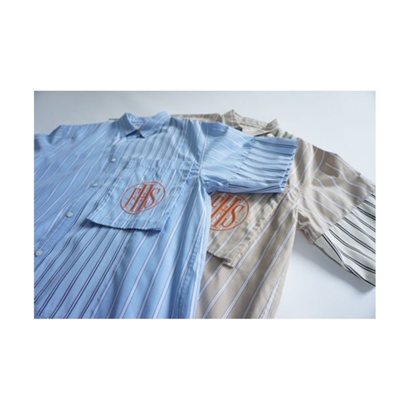 THOMAS MAGPIE ストライプ半袖シャツ THOMAS MAGPIE P/Ten Stripe shirt | MAROON