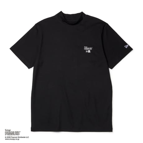 NEW ERA 半袖 ミッドネック Tシャツ Vintage PEANUTS ピーナッツ GOLF Circle ロゴ ブラック