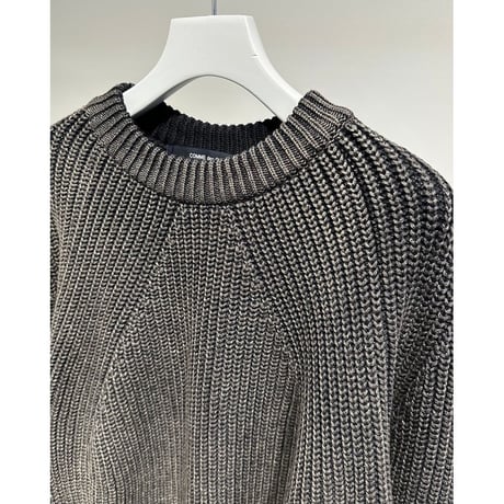 COMME des GARCONS HOMME BATONER W-NAME WOOL CREW NECK KNIT（NAVY）