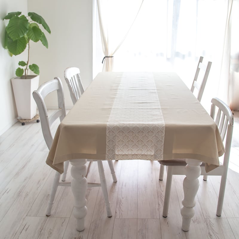 引っ張ってもズレないテーブルクロス ダマスク120㎝×230㎝ 3color展開