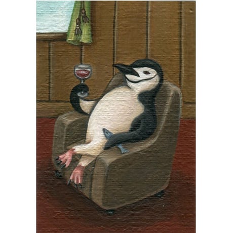 比毛ボーボ【ヒゲペンギン・額付】画家：浅羽容子