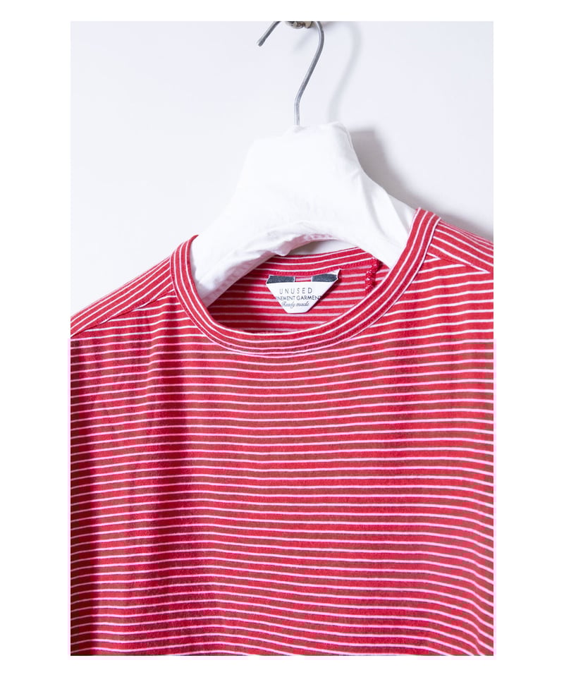 UNUSED/アンユーズド/ボーダーTシャツ/レッド×ホワイト/サイズ1