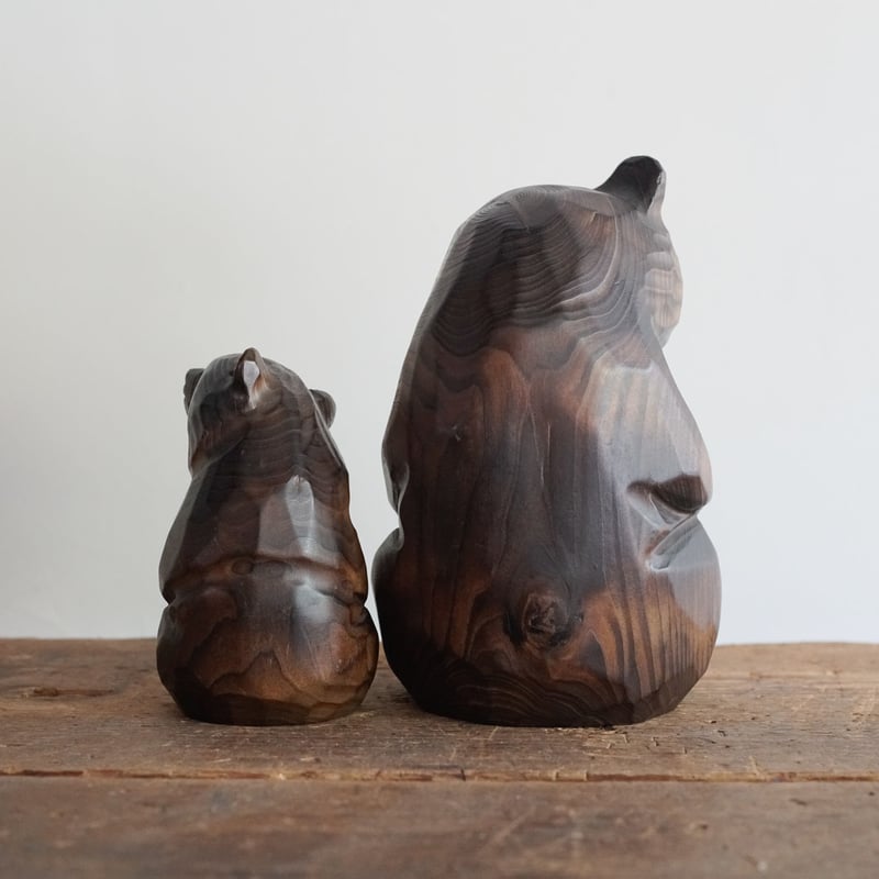 木彫りの熊　くま 千山作　特大43cm 親子 親子の木彫りの熊 | tomipase