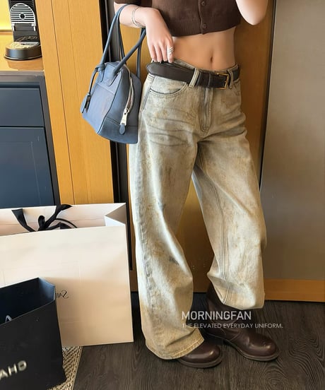 Washed  Distressed Denim Pants