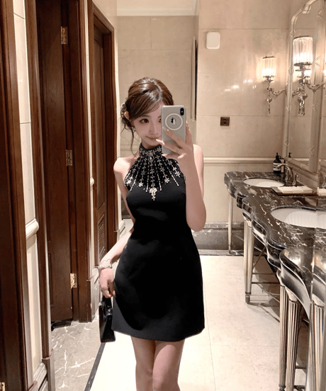 Crystal Halter Neck Dress