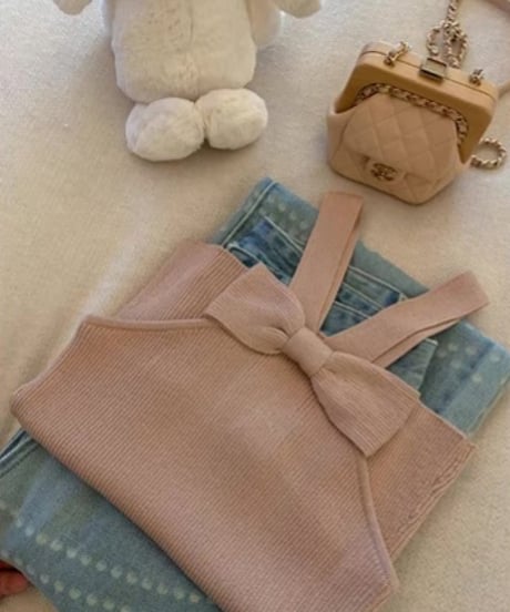 【在庫あり3-5日後お届け予定】Ribbon Knit Tank top